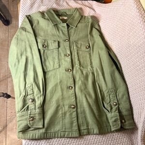 Faherty Brand Olive Green Cotton Shacket Shirt Jacket Women’s Size Small